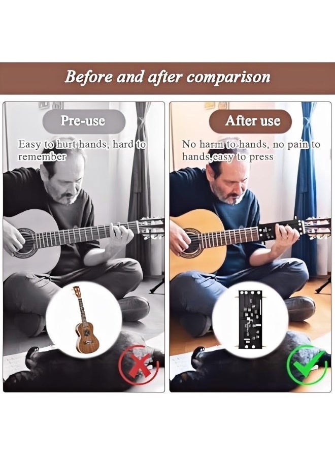 مدرب ضغط الأوتار طقم 7 قطع، أداة تعلم أوتار الجيتار وتمرين الأصابع مع كابو و5 ريش، مجموعة تدريب للمبتدئين لتسهيل العزف، طقم تعلم موسيقي للأطفال والكبار والعائلة - Image 2